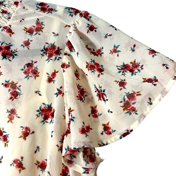 Torrid semi-sheer floral print dress w separate slip smocking detail 0 ( L) - Picture 2 of 16